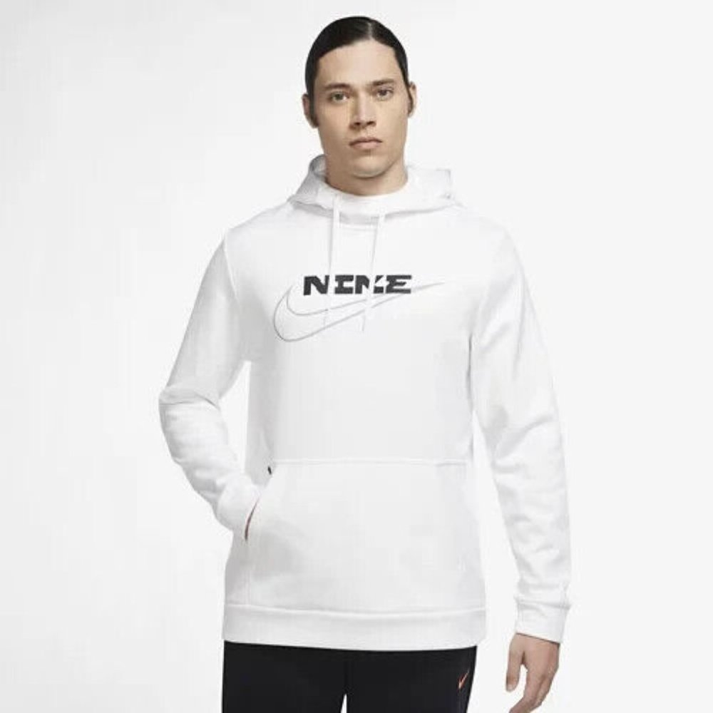 Nike Men's Therma-FIT Pullover Graphic Training Fleece Hoodie | White | XLarge